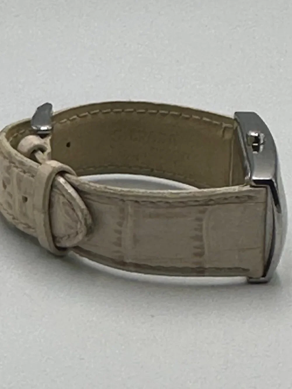 Silpada Designs Watch Women Silver Tone Cream Leather Band New Battery